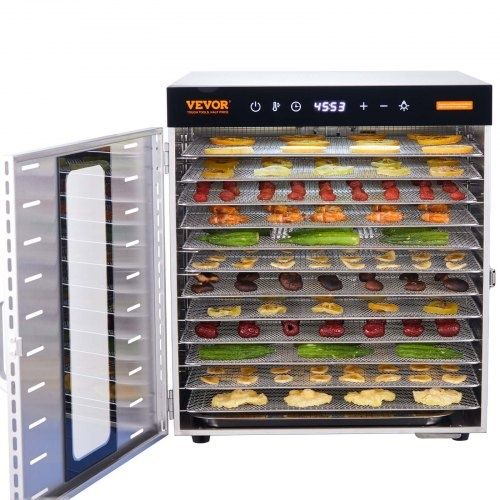 Desidratador de Alimentos em Aço Inoxidável 1000W Secagem de Frutas Secas - VEVOR - Baixa de Preço