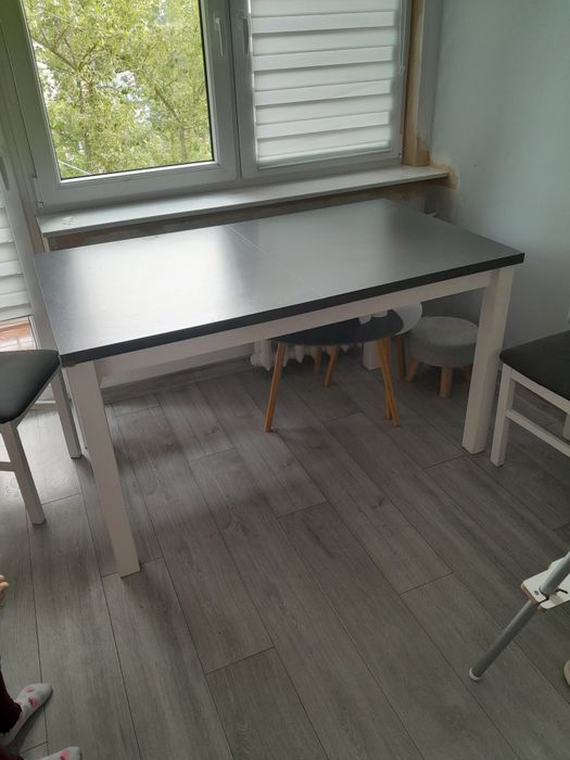 Stół szary biały rozkładany grafit laminat  80x140