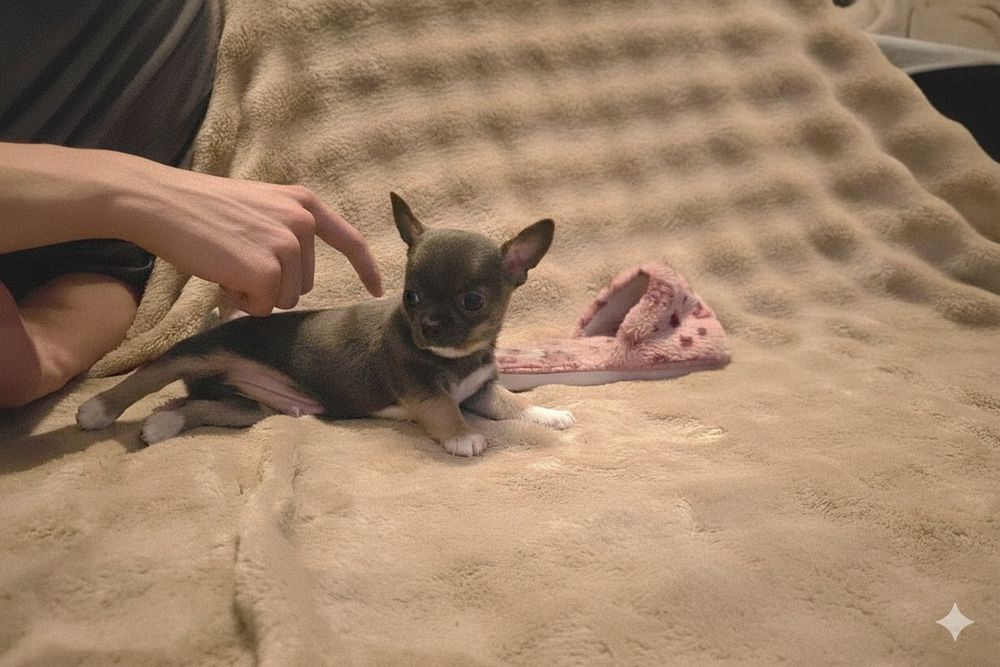 Uroczy piesek mikrusek chihuahua szaro-czekoladowy