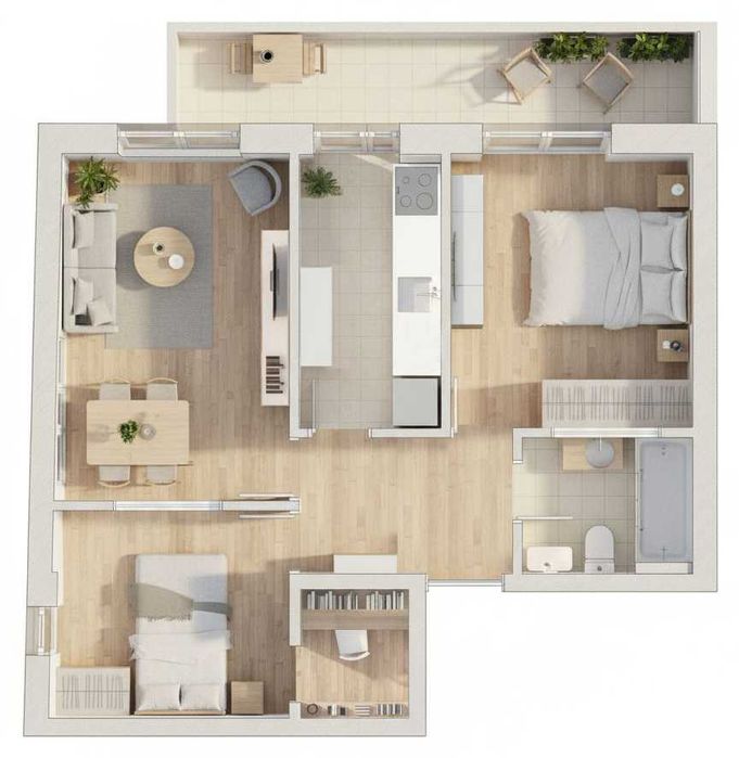 Apartamento com 2 quartos no Fluvial a 100m do Douro, com varanda.