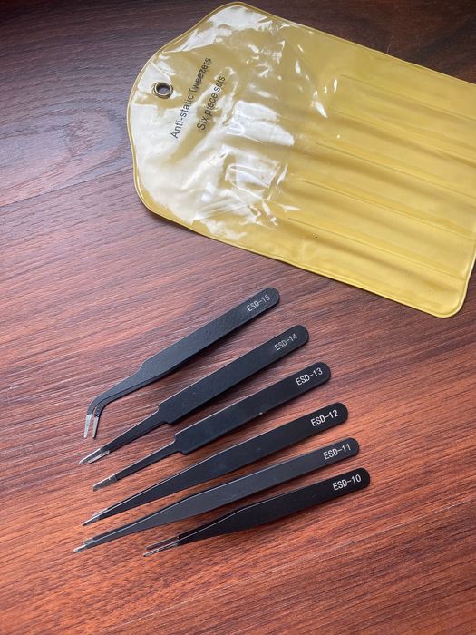 Антистатичний пінцет набір 6шт вигнутий ESD-15 та інші Esd 10-14