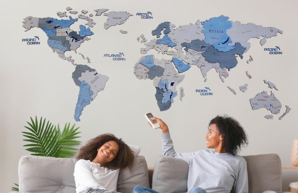 Інтерьерна Дерев'яна Мапа Світу. Дерев'яна мапа України. Подарунок.