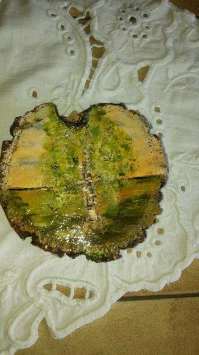 Ręcznie malowane na drewnie obrazki rękodzieło brzoza róża liście