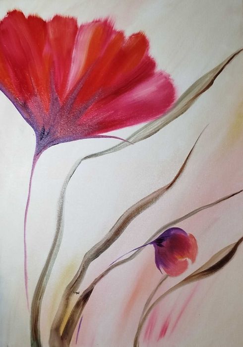 kwiaty , obraz olejny, 70x50