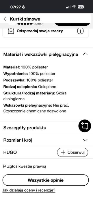 Kurtka Hugo jesień-zima  stan idealny!!!