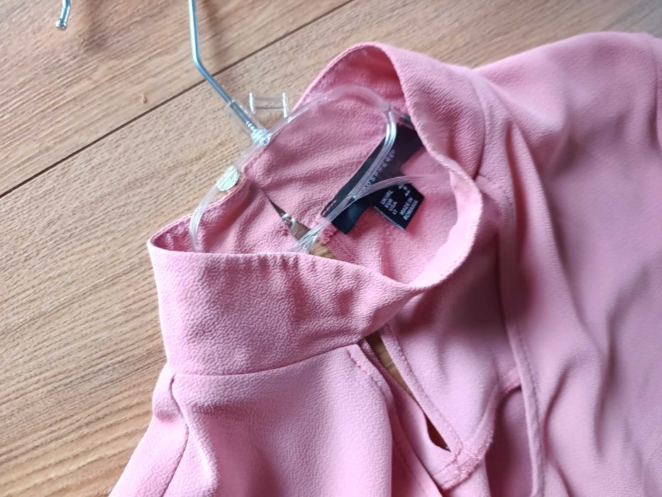 jasnoróżowa pudrowa pudrowy róż bluzka koszula z długim rękawem 44XXL