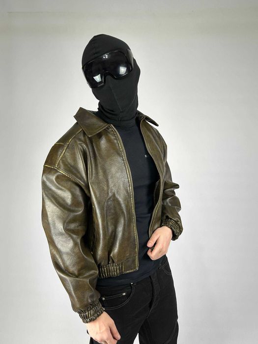 Бомбер коричневий куртка курточка opium archive jacket шкіряна