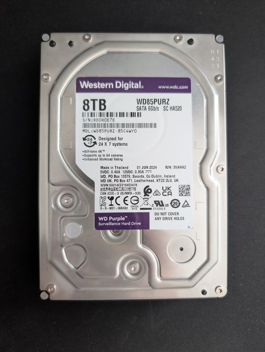 NOWY dysk twardy HDD Western Digital Purple (WD Purple) o pojemności 8 TB