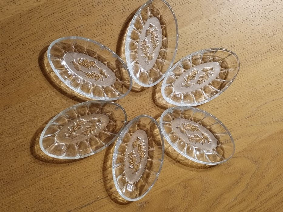 Szklane półmiski śledziówki "OSTY" HSG Ząbkowice Vintage