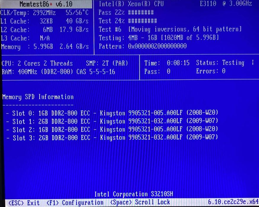 Bundle Xeon E3110 + Intel S3210SHLC + DDR2-800 ECC CL5 6 GB + extras
