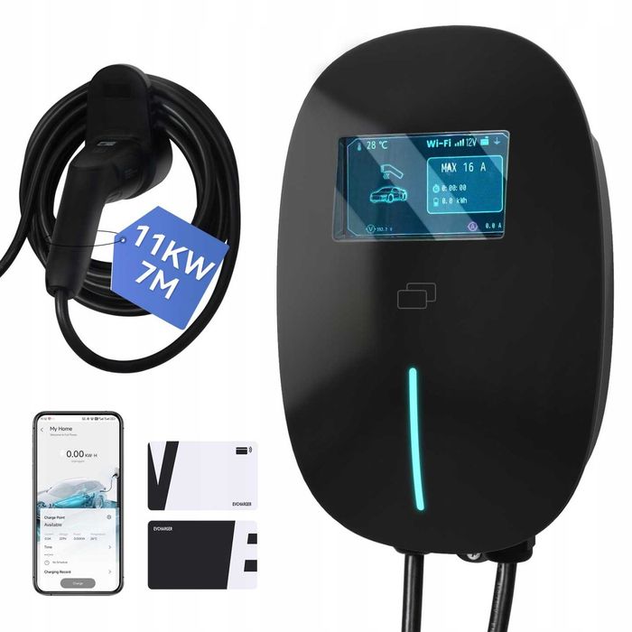 Ładowarka samochodowa ścienna Wallbox 11 kW 6 - 16A 400V 7M APP Bluetooth czarna