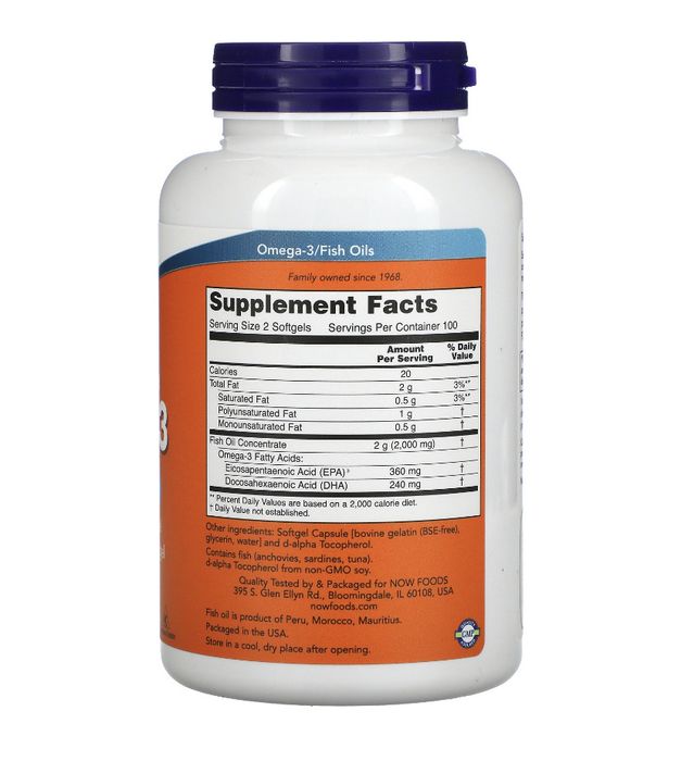 Now Foods, Омега-3, Ultra Omega-3, рыбий жир, 100/200/500 капсул
