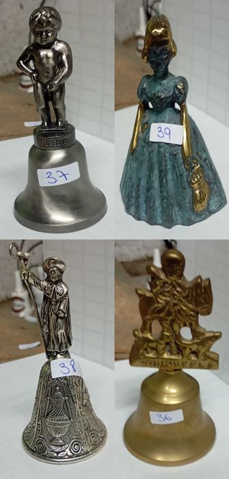 Coleção de Sinetas/sinos Raras em Bronze, Latão Maciço & Cristal Atlantis (27 Peças)
