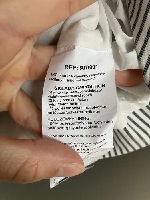 kamizelka garniturowa biala w granatowe paski