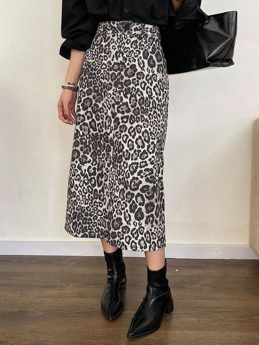 Spódnica Jeansowa Midi Panterka Bawełniana Casual Dazy M 38