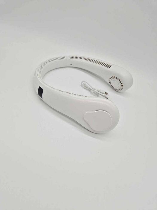 Wentylator mini na szyje wiatrak przenośny biały 5 trybów mocy