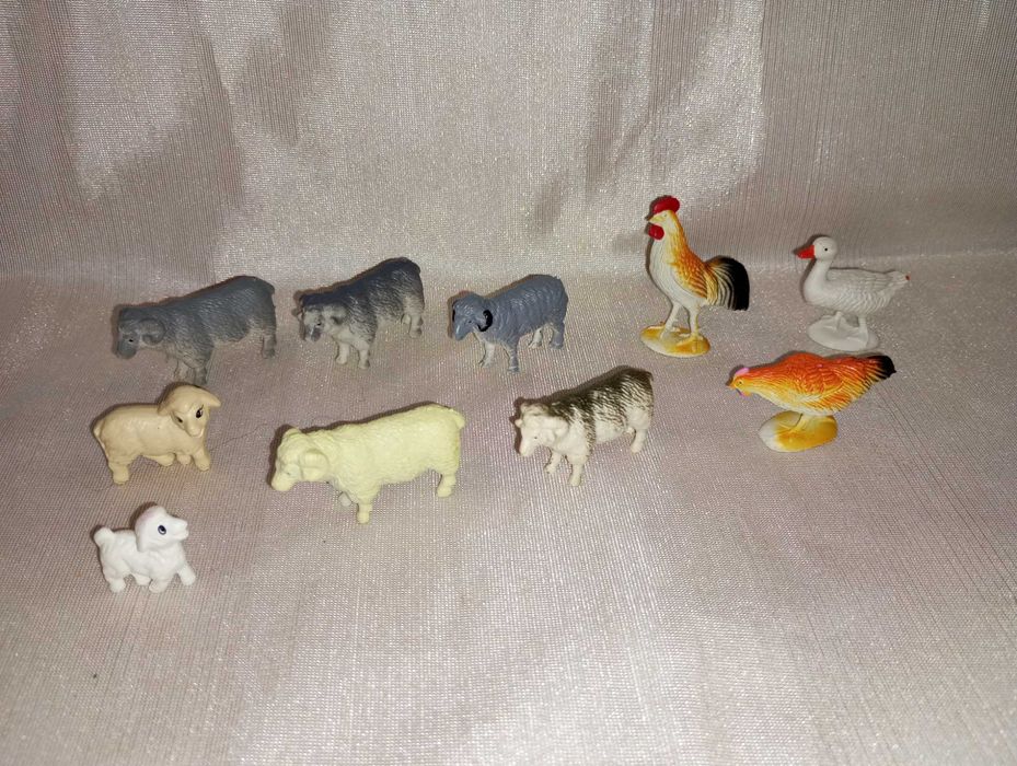 Игрушки мелкие детские фигурки баран овца ягненок курица петух утка