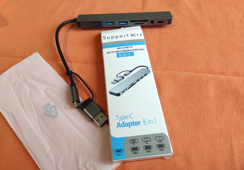 USB-хаб Type C/USB3.0 -> 5xUSB+Cardreader microSD+SD/MMC+audio карта