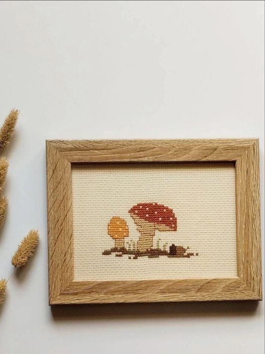 Cogumelo III_ quadro em ponto cruz