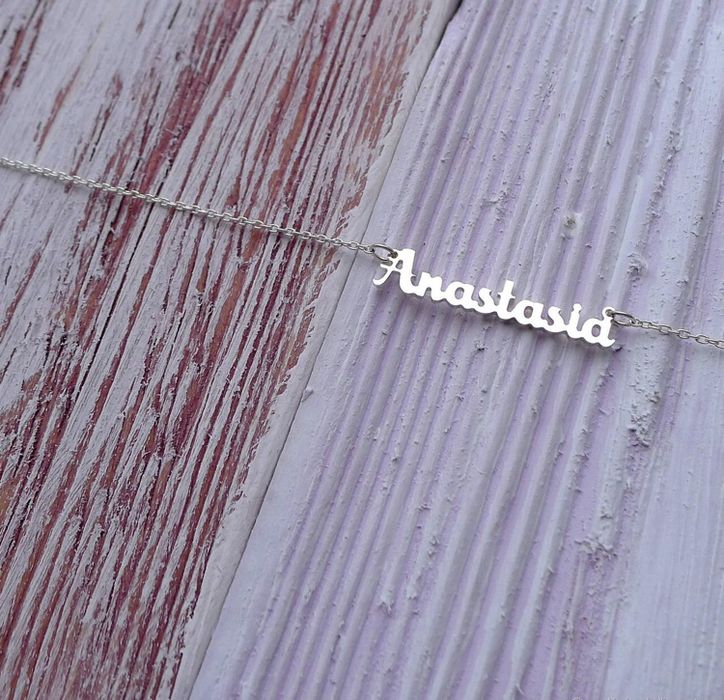 Серебрянная подвеска с именем Anastasia,  цепочка с именем Anastasia