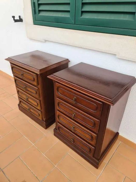 Par de Mesas de Cabeceira Mesinha em Madeira Wooden Oak