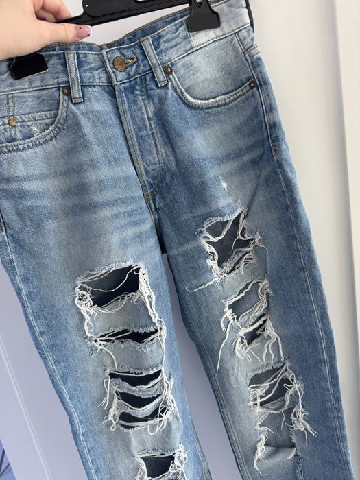 Jeansy spodnie denim boyfriend damskie XS 34