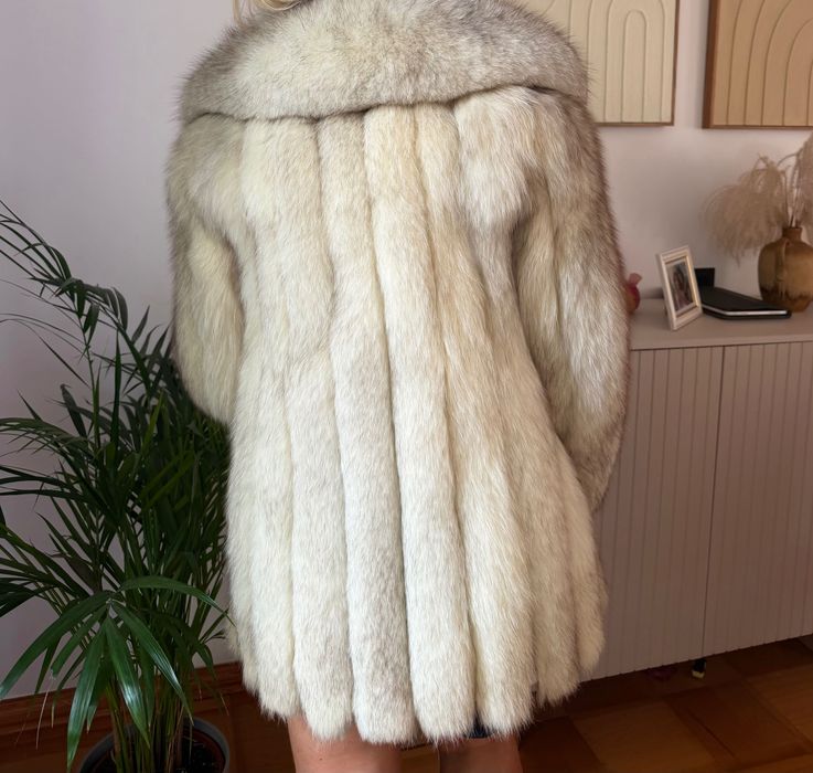 Luksusowe FUTRO NATURALNE z Lisa Polarnego Vintage s/M Stan Idealny