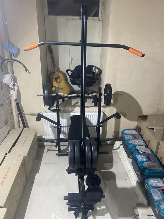 Тренажер , універсальна лава + комплект штанга і гантелі