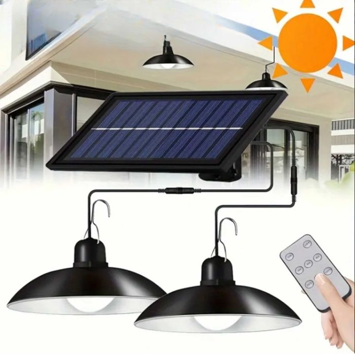ZESTAW 2x ŻYRANDOL Lampa Wisząca Solarna LED Z Czujnikiem + Pilot