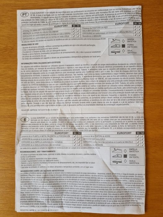 Botas de borracha com palmilha e biqueira de aço nº40 (NOVAS)