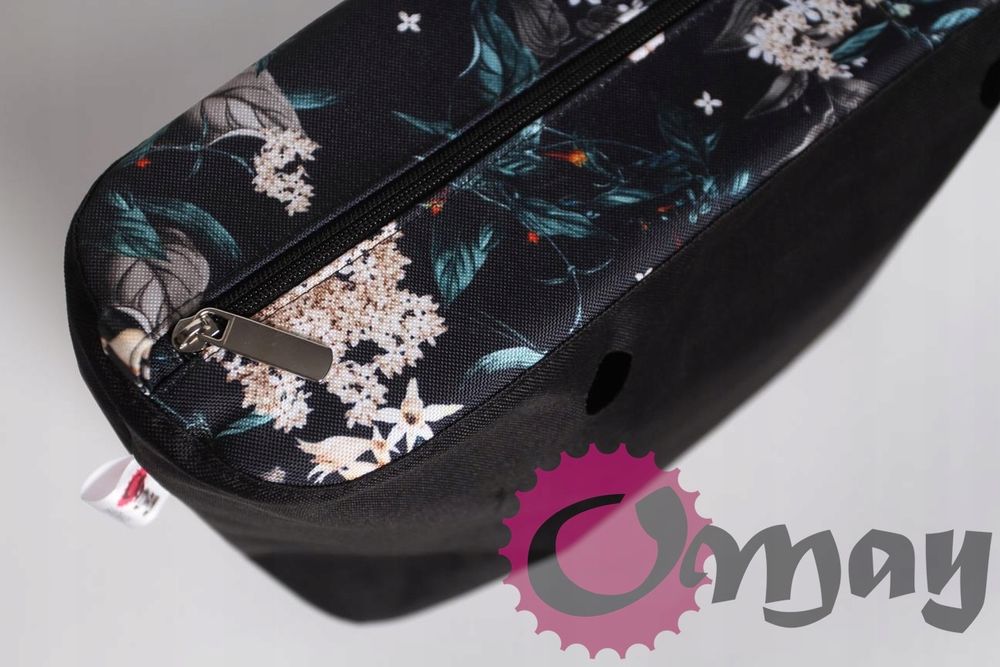 CZARNY organizer OBAG STANDARD +OPASKA konwalie beż 2 kieszenie OMAY