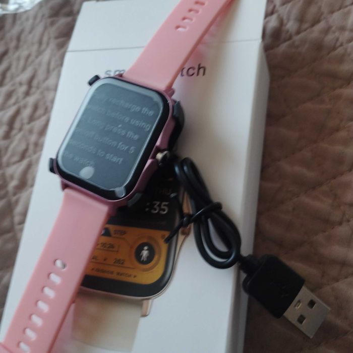 Zegarek Smart watch różowy idealny prezent nowy - okazja aplikacja