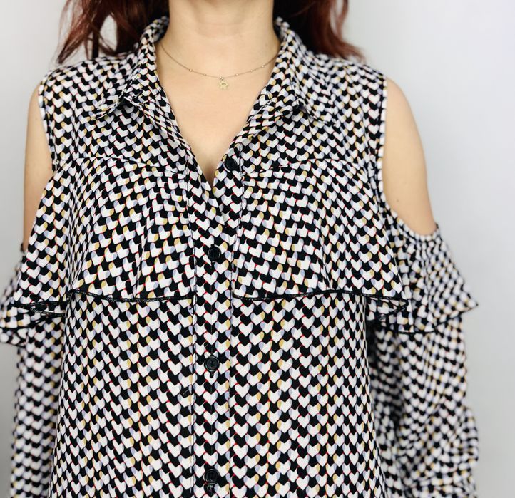 Bluzka hiszpanka w kratkę z falbankami L 40 Atmosphere