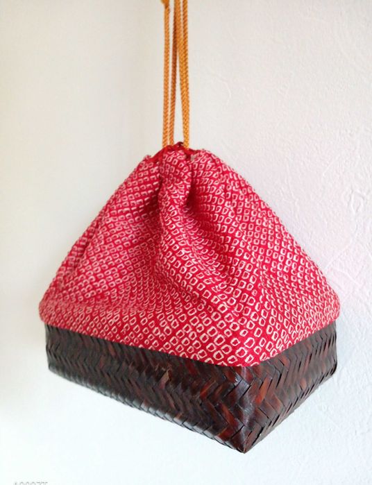 Tradycyjna japonska kago kinchaku torba vintage do yukaty kimono