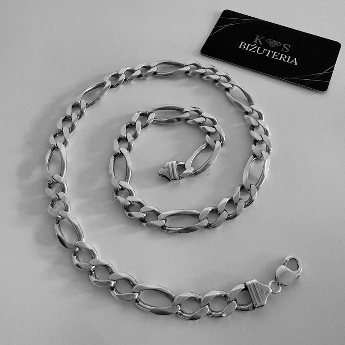 Srebrny Łańcuszek splot Figaro 66,5 CM 135 GRAM ! PR. 925 Okazja !