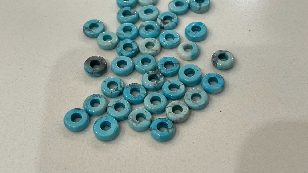 lote de 35 pedras semi preciosas - Donuts Turquesa Lindíssimas