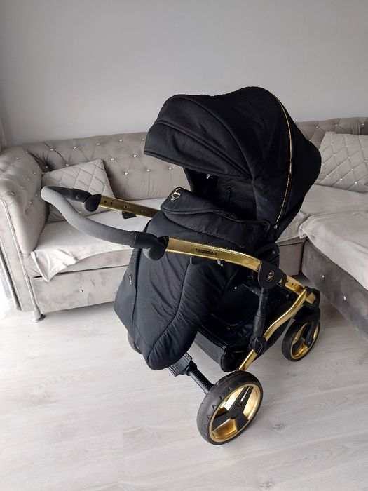 Wozek 3w1 4w1 Junama diamond s line czarny czarno zloty wysyłka bdb za