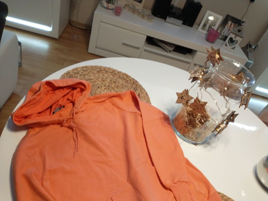 BLUZA kangurka-damska-piękny koralowy kolor-neon-M (38)