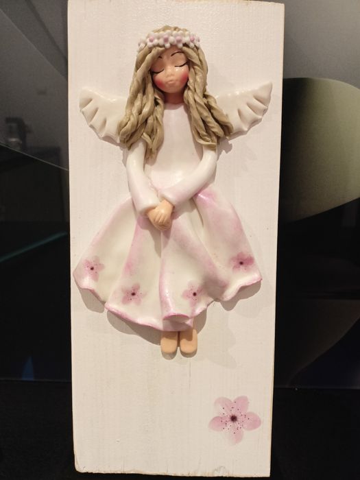 Aniołek na desce idealny prezent upominek Komunia Św,Chrzest-dedykacja