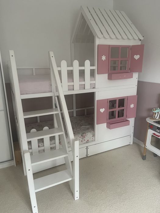 Łóżko pietrowe, domek, dla dziewczynki