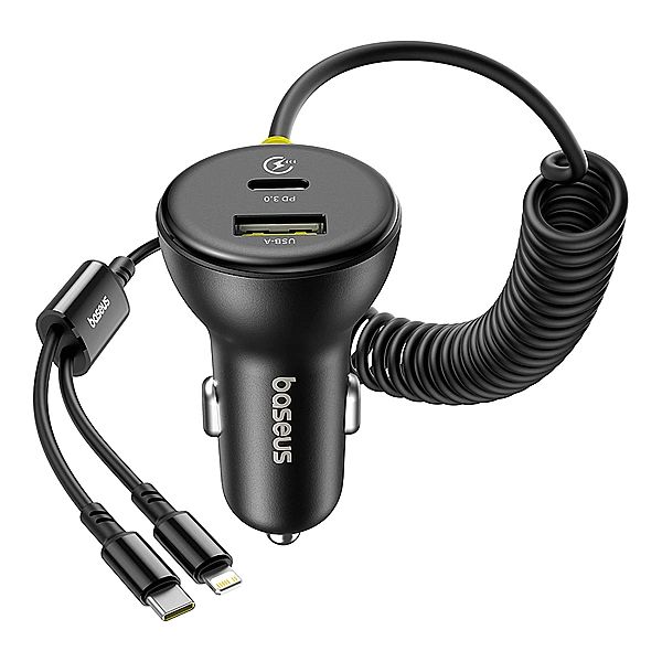 Ładowarka samochodowa Baseus Circular 60W USB-A + USB-C z wbudowanym k