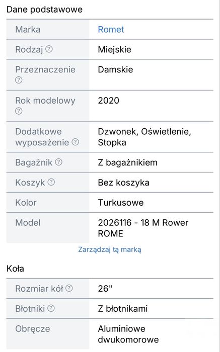 Romet Turing 3S Zielony Turkusowy 26” (2020) „M”