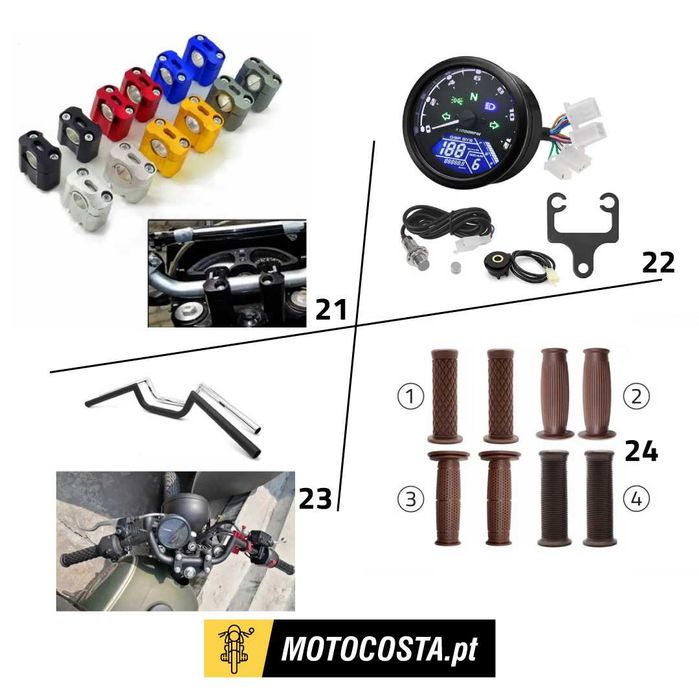 Guiadores e Punhos Moto - Cafe Racer, Chopper, Bobber - MOTOCOSTA