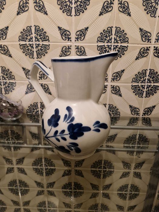 Caneca Viana Tradicional Original Loiça Vianense Azul e Branca Grande