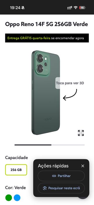 Oppo Reno 14F 5G 256GB Verde