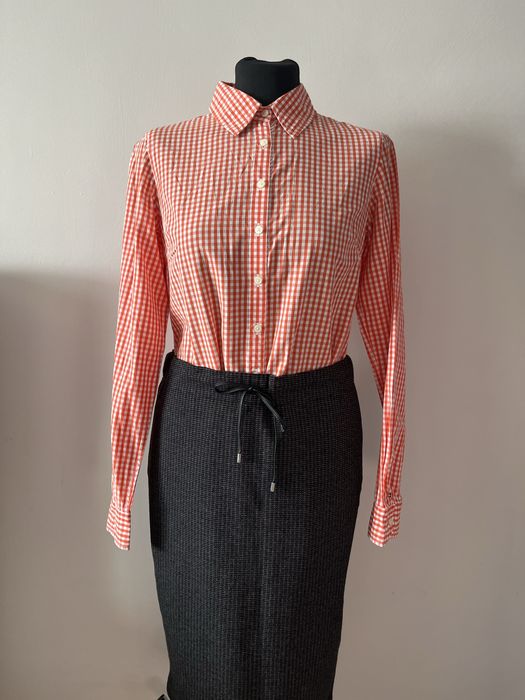 Tommy Hilfiger koszula S pomarańczowa kratka bawełna zimowa świąteczna