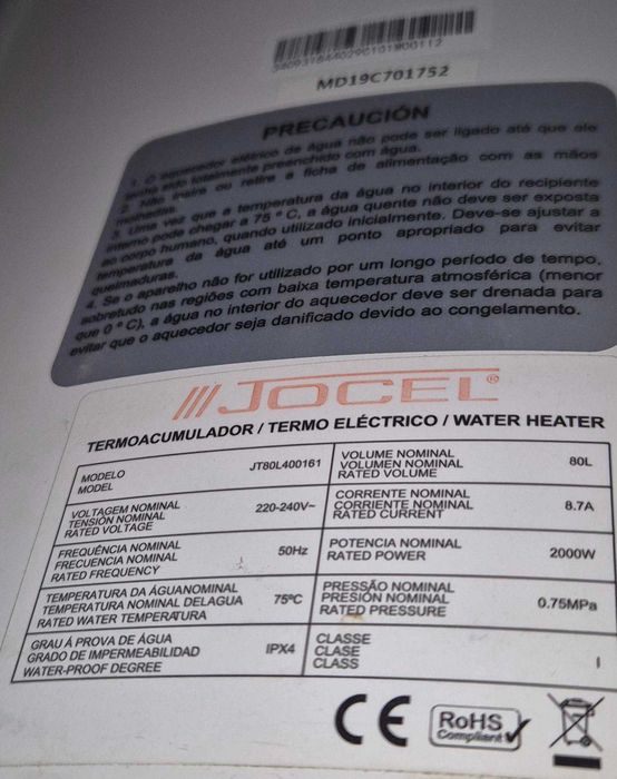 Termoacumulador Jocel 2000 W JT80L400161 | 80 L