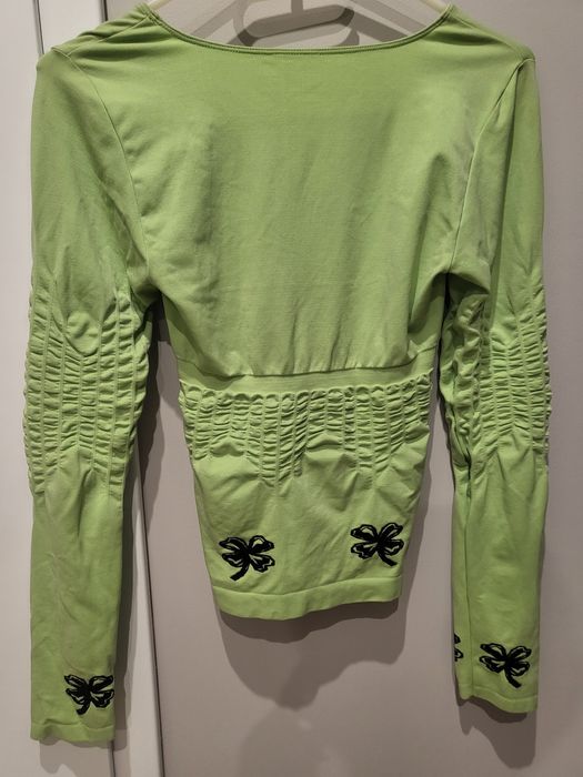 Bluzka zielona z lycrą i marszczeniem