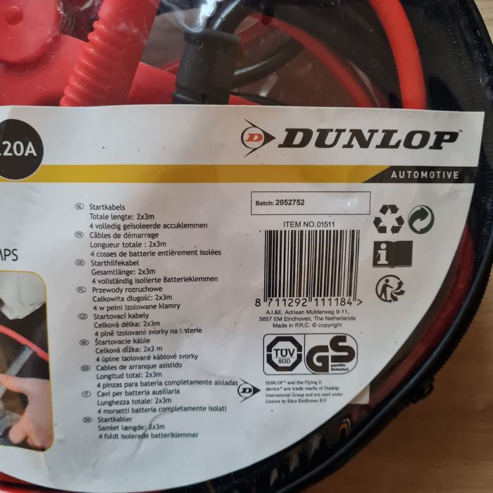 Dunlop kable przewody rozruchowe booster prostownik 2x3 m 220A