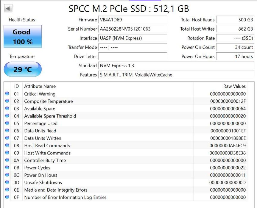 МАГАЗИН|Б/В 512GB SSD m2 NVMe Silicon Power P34A80 (SP512GBP34A80M28)